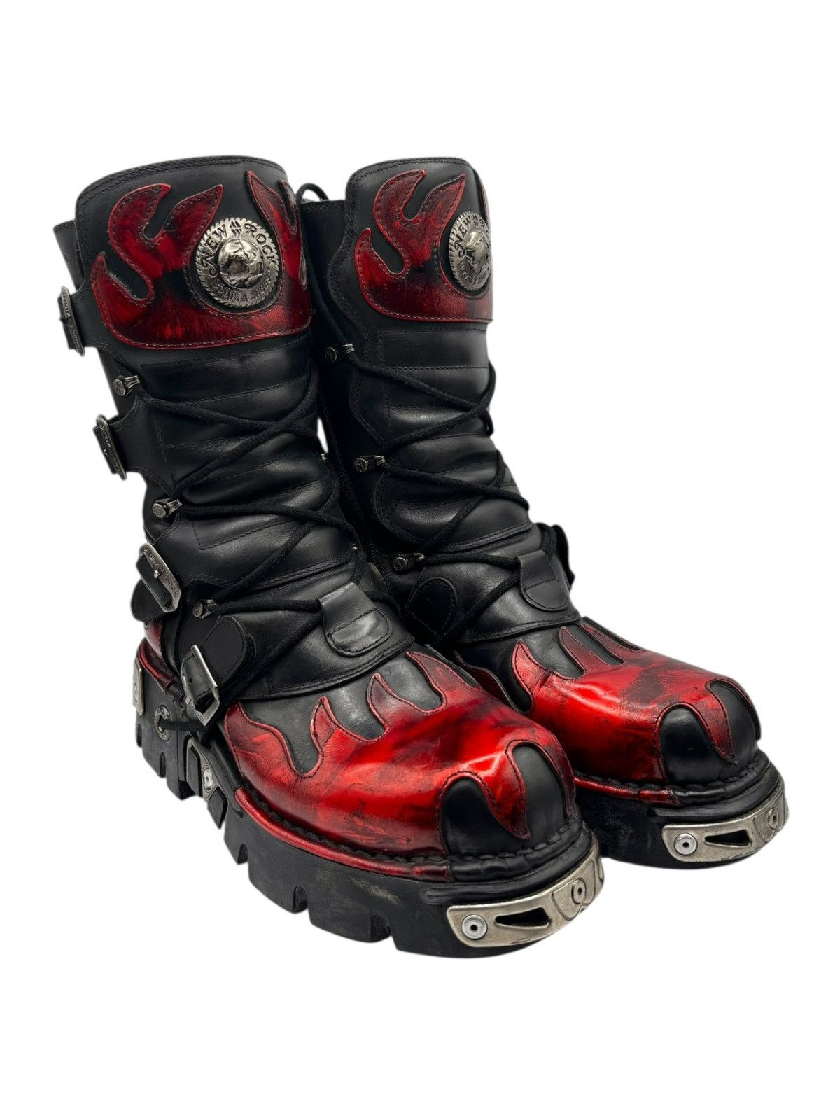 Vintage New Rock Ruby Red Reactor Boots Size 44, Men's