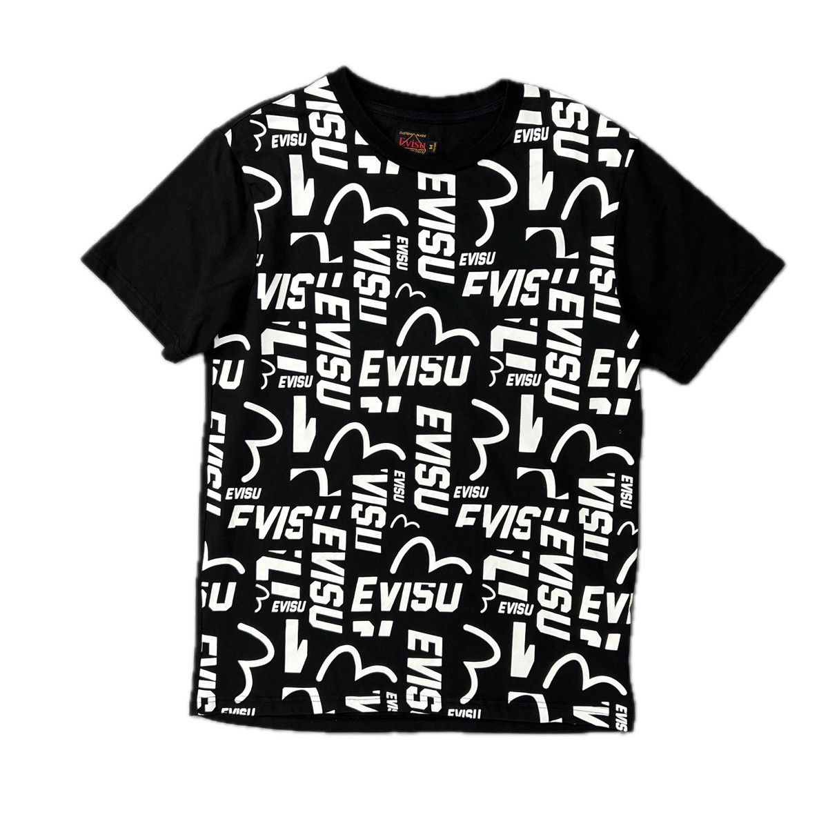 Evisu Allover Logo Tee Shirt in Black, Men's (Size Medium)