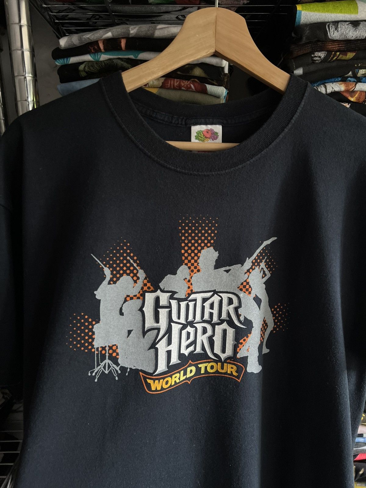 Playstation 2008 Guitar Hero World Tour Videogame Promo Tee in Black, Men's (Size XL)
