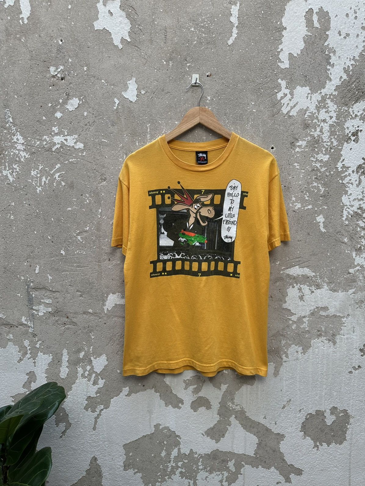 Vintage Stussy Scarface Photo Film Festival Tees in Yellow, Men's (Size Medium)