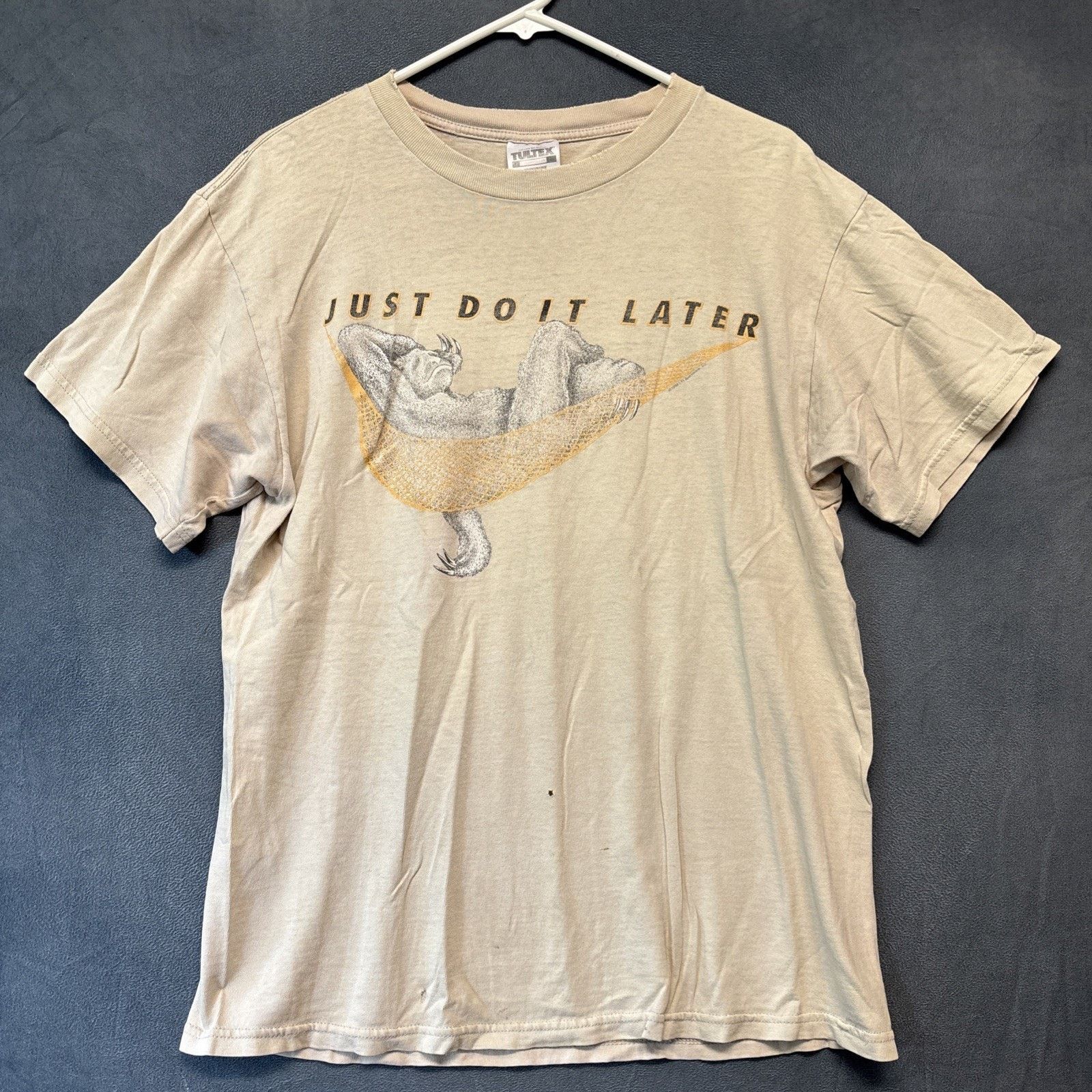 Vintage Tultex 1992 Shirt Just Do It Later Wild Things in Beige, Men's (Size Large)