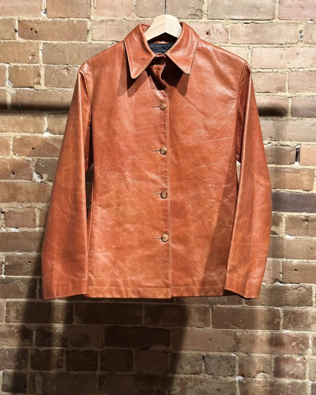 Vintage A.P.C Leather Jacket in Orange, Women's (Size S)