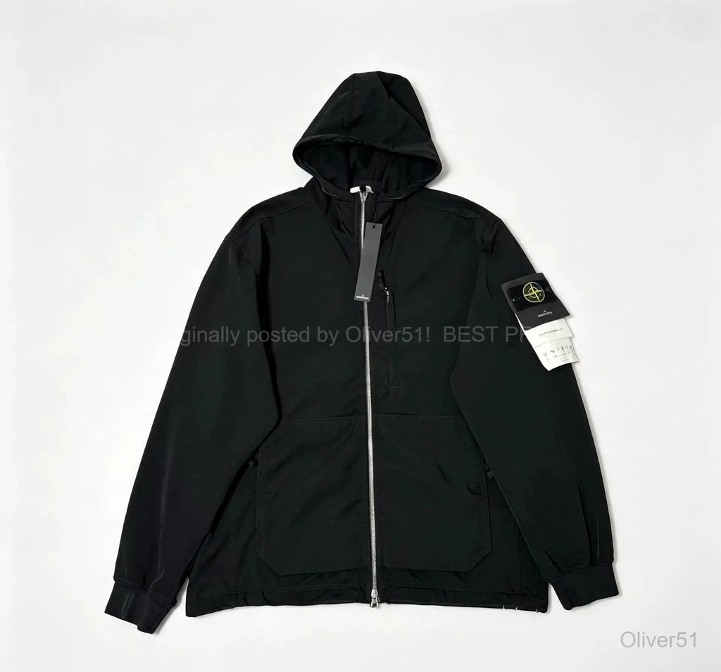 Stone Island Black Hooded Softshell Jacket Bfajabczg, Men's (Size Xl)