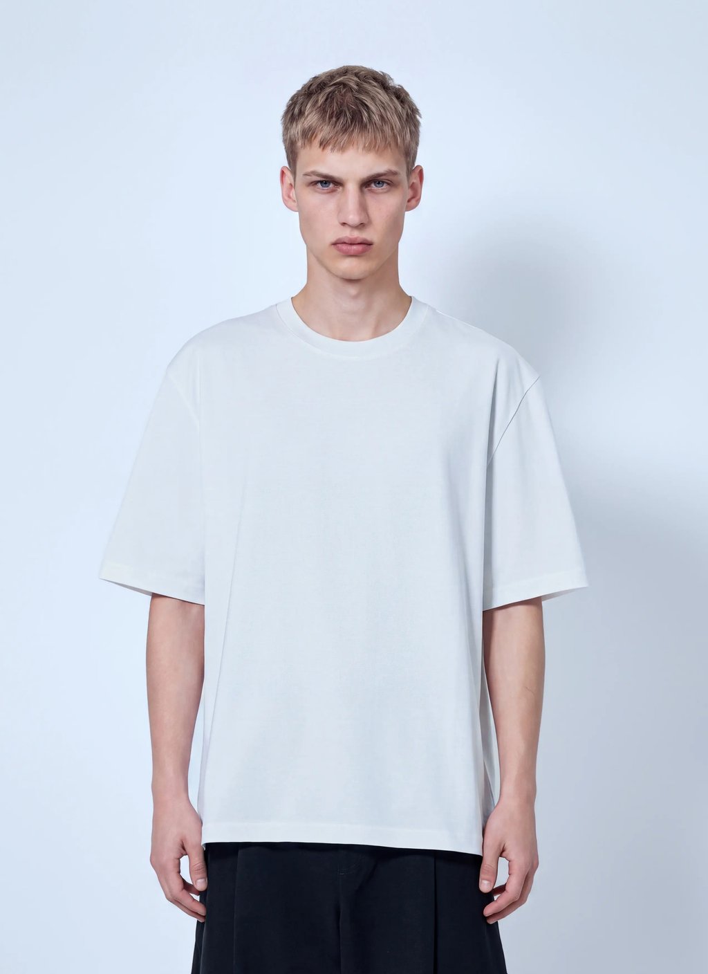 Studio Nicholson Lay Branded Boxy Fit T-Shirt in White, Men's