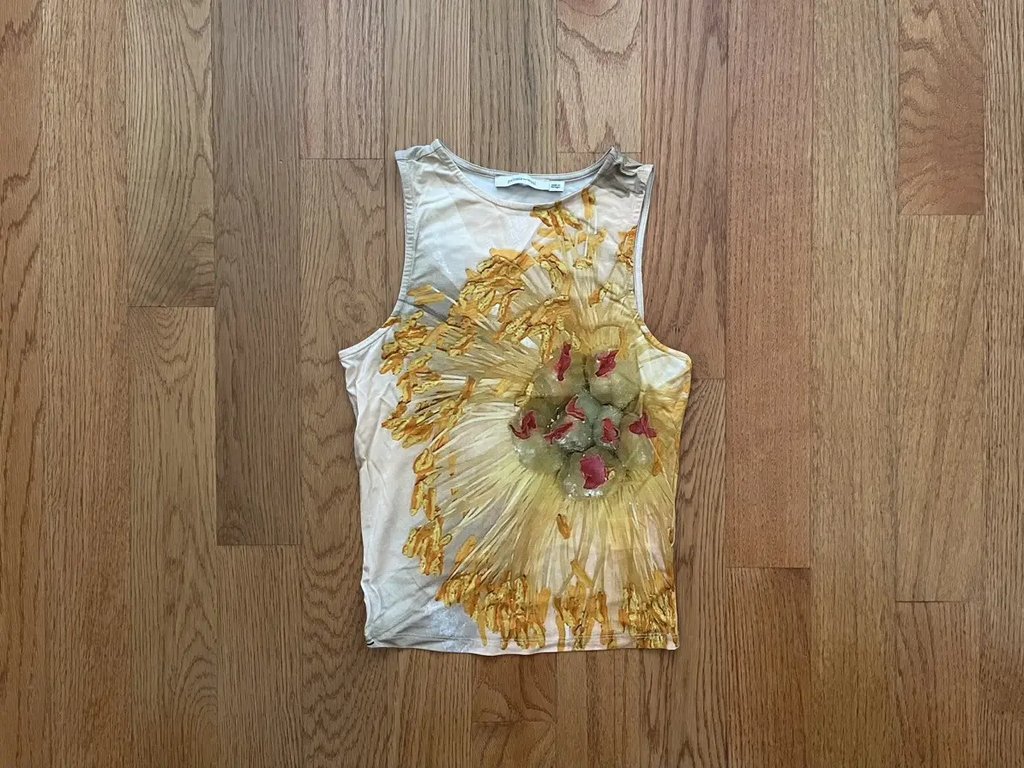 Paloma Wool Women's Xs Peonia Flower Print Sleeveless Tank in Beige, Women's