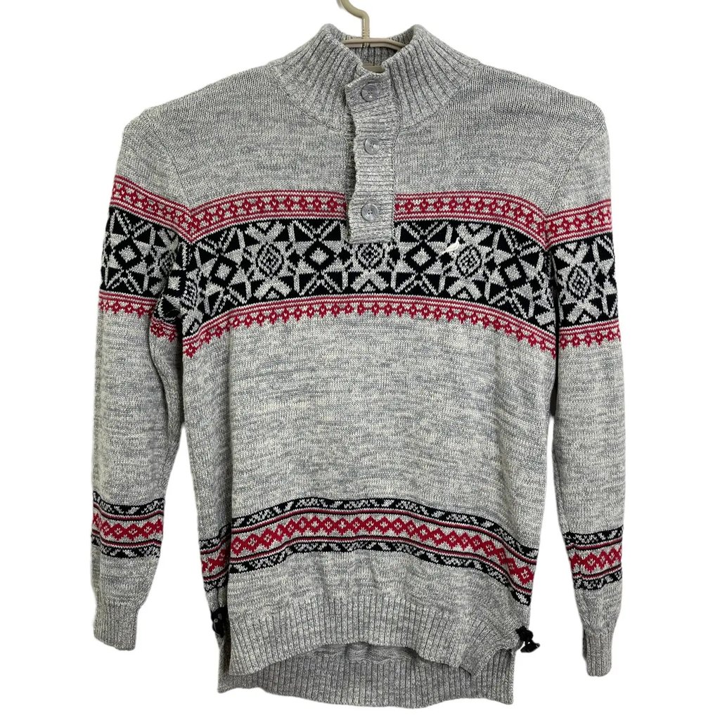 Staple Pigeon Gray Nordic Henley Sweater Toggles Size Large, Men's