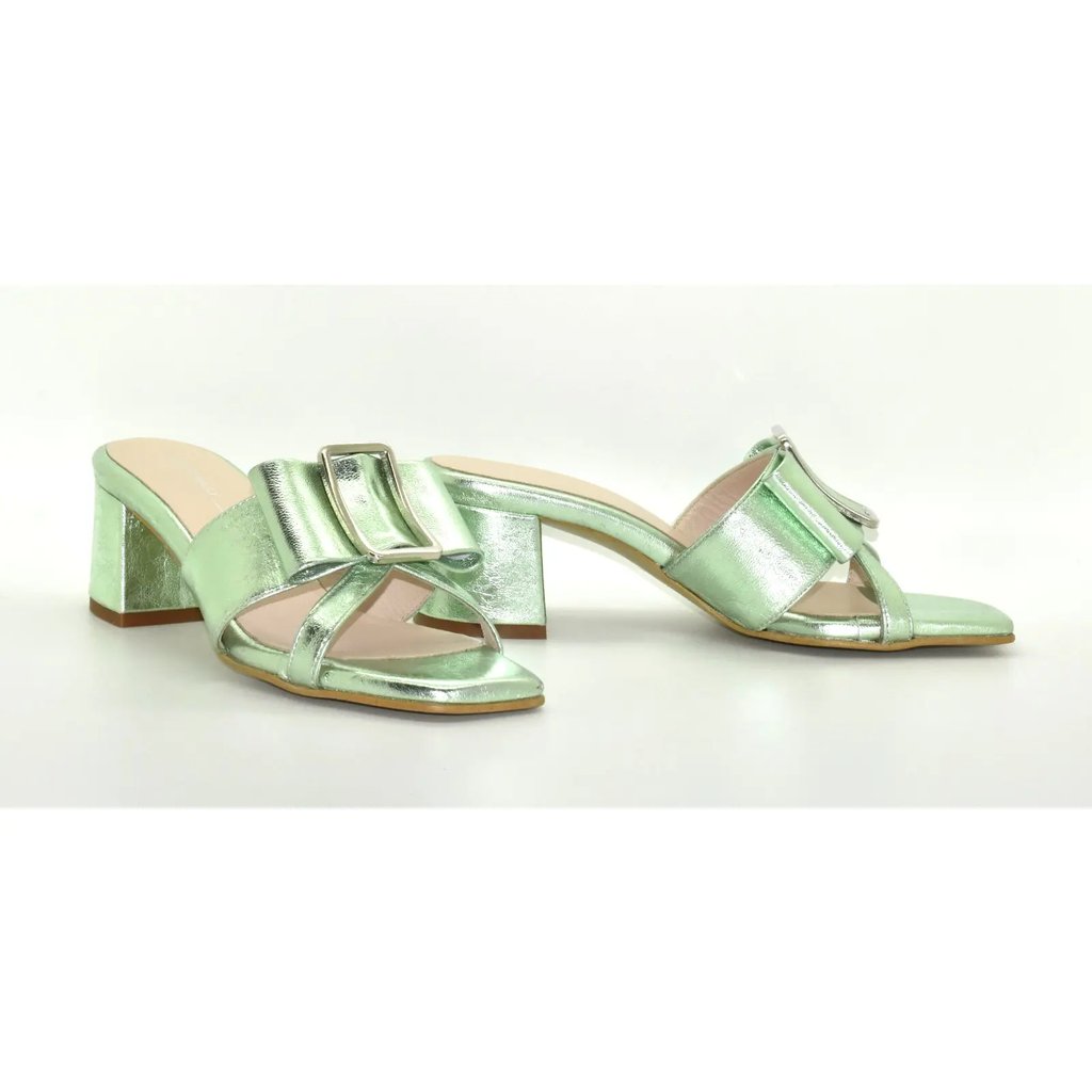 Nwob Intentionally Buckle Heeled Mules Sandals Size 36 in Green, Women's (Size 5.5)