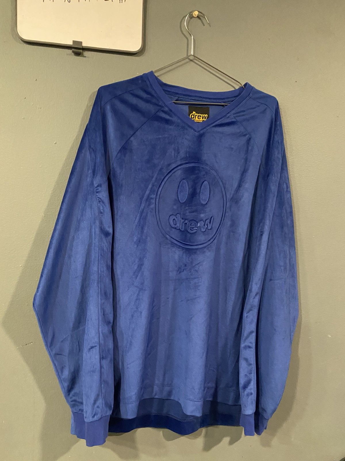 Drew House NWT Velour Long Sleeve Shirt in Blue, Men's (Size Medium)