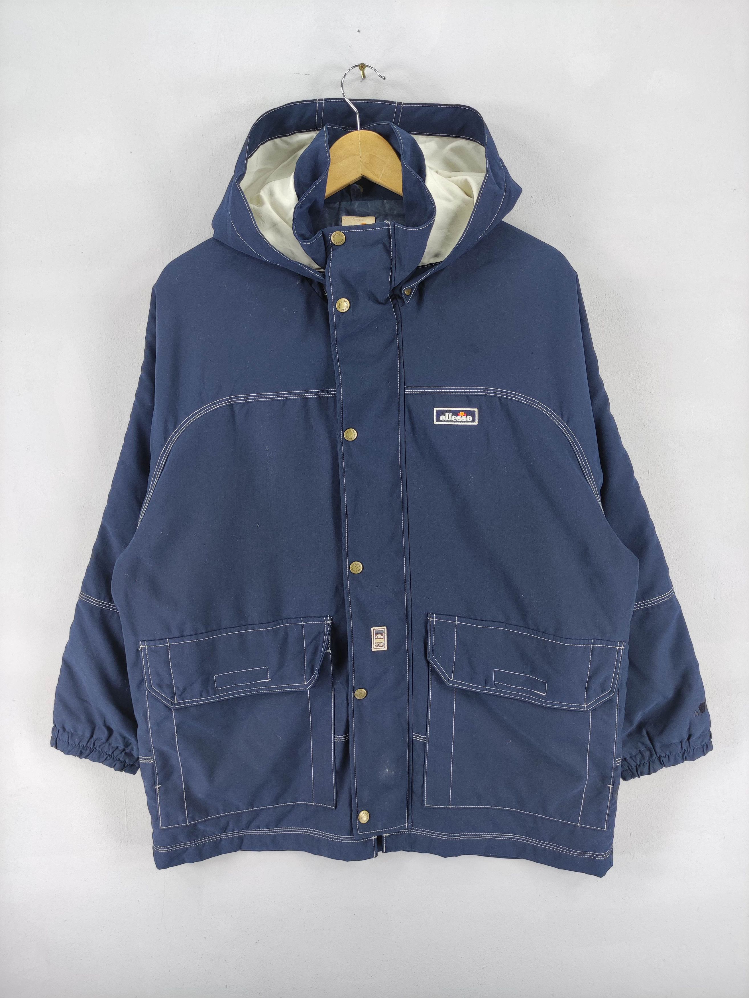 Vintage Ellesse Sports Wear Jacket With Hoodie in Blue, Men's (Size Medium)