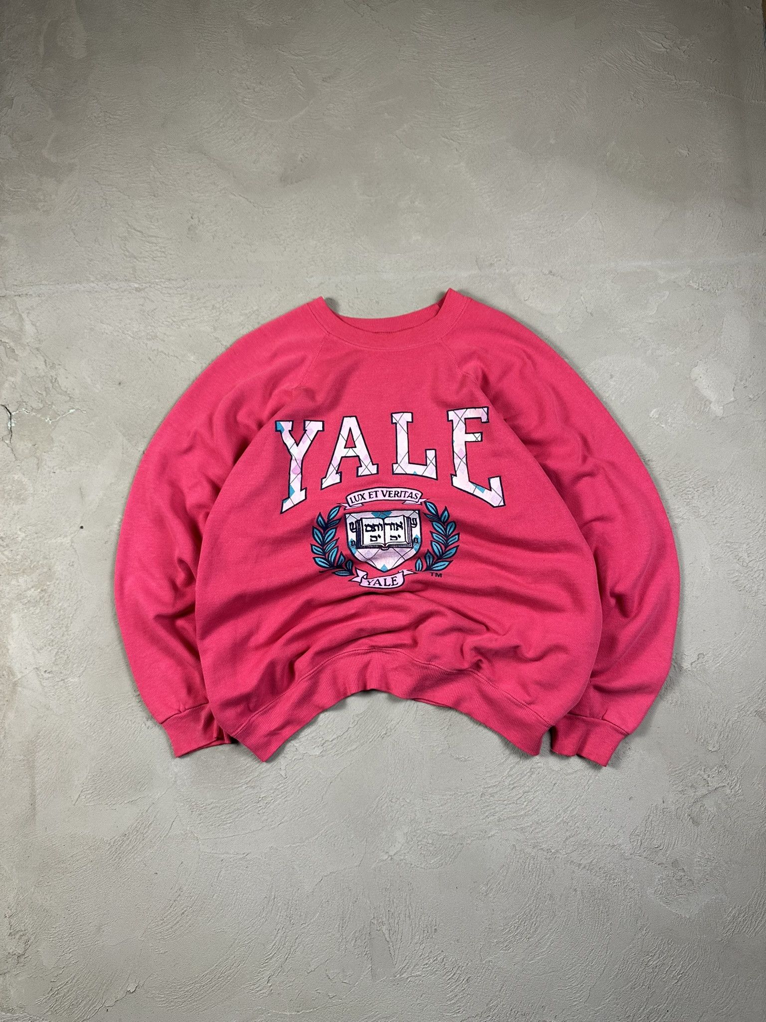 80's Vintager Yale University Hanes Boxy Crewneck in Pink, Men's (Size Large)