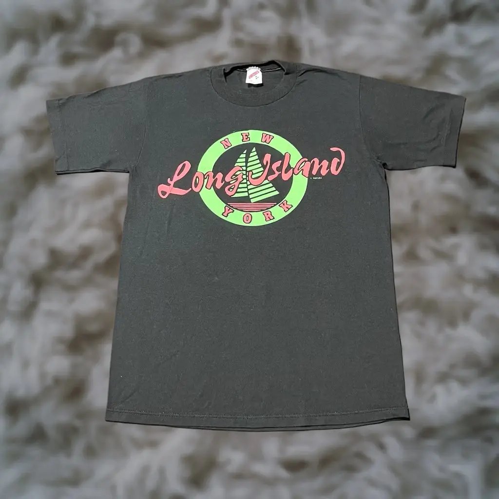 Vintage New York Shirt Adult Medium Black Graphic Print Nathans Hotdogs Coney Island Beach Usa 70s Mens, Men's