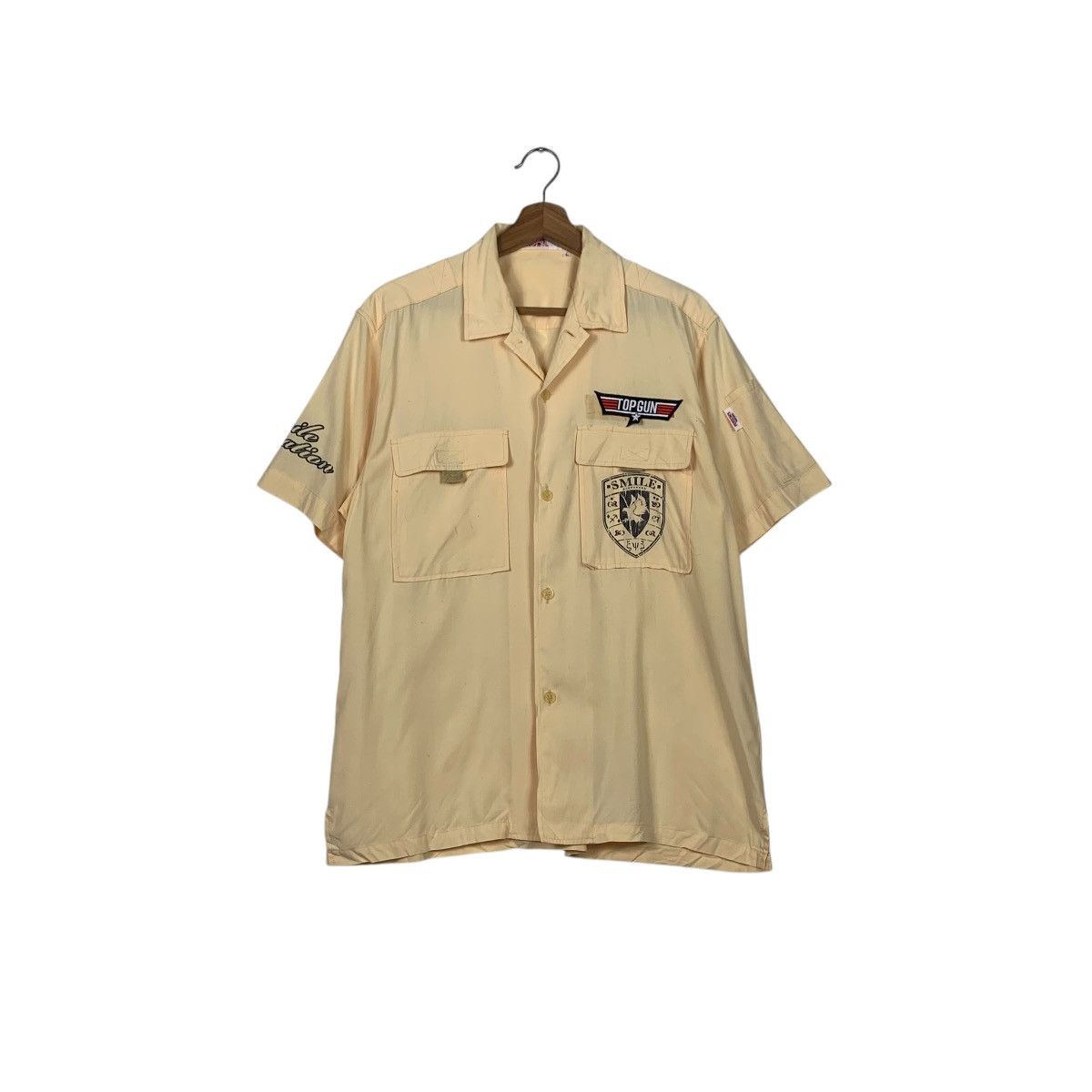 Persons Person’S Uniform Top Gun Patches Button Shirt 2067-C90 in Yellow, Men's (Size Large)