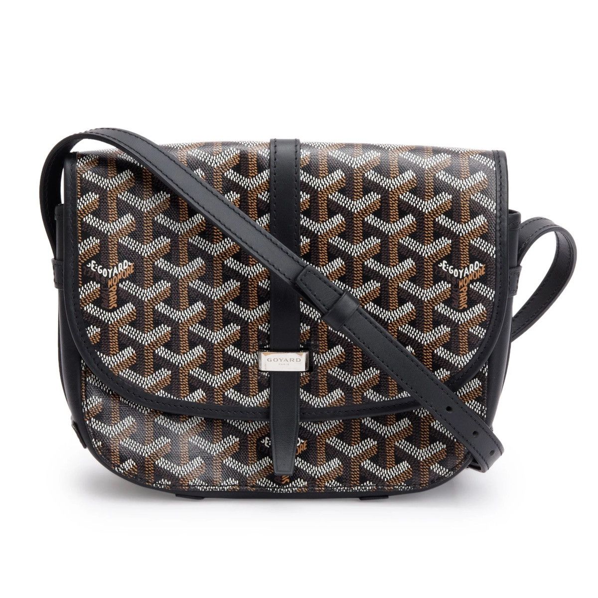 Goyard 2021 Black Leather & Monogram Canvas Belvedere Ii Pm in Brown, Men's
