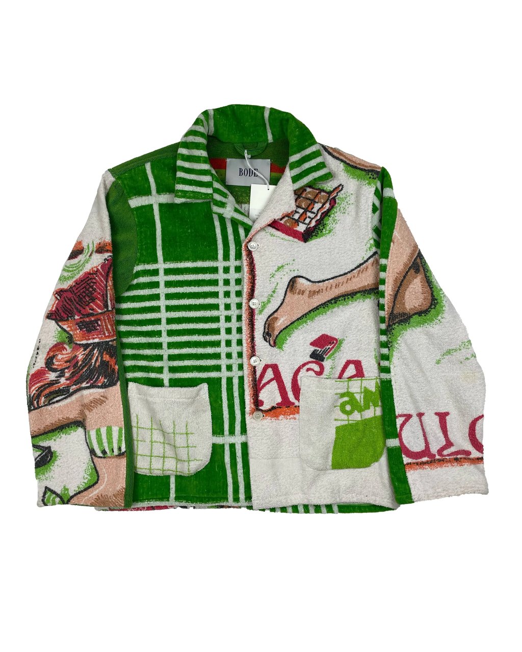 Vintage Poolside Towel Jacket Green 1/1, Men's