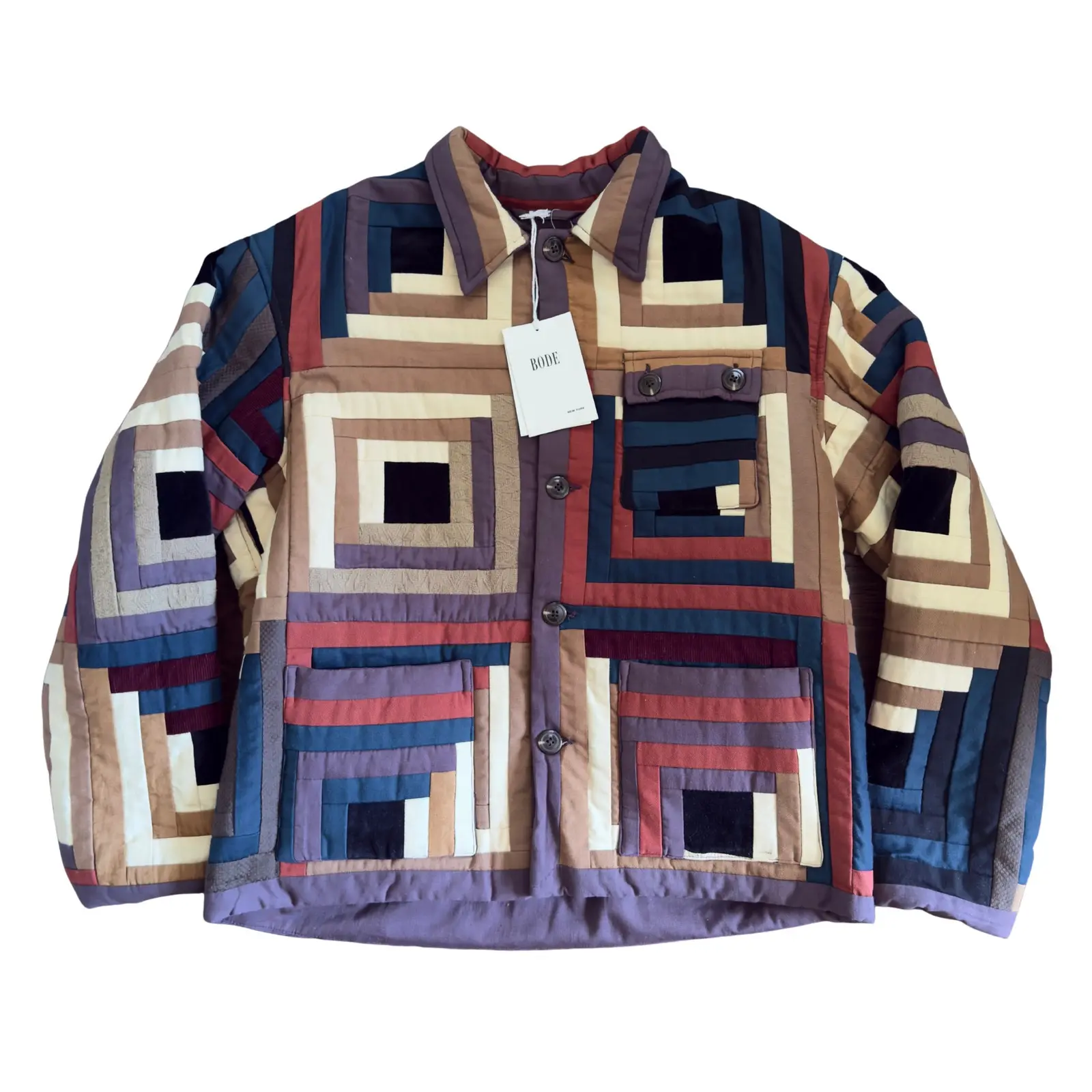 Size S/m - Bode Men's Log Cabin Quilted Workwear Jacket