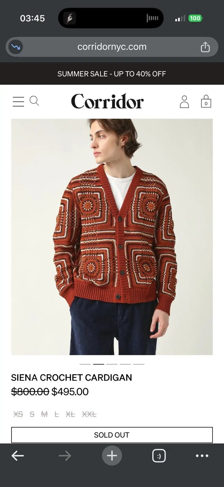 Corridor Crochet Cardigan in Brown, Men's (Size M)