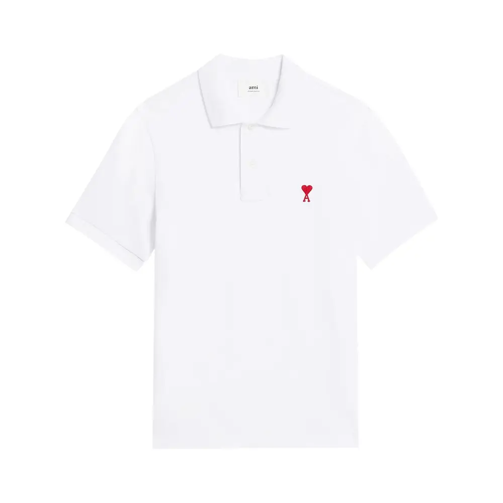 Ami Paris White Polo Shirts, Men's (Size Small)