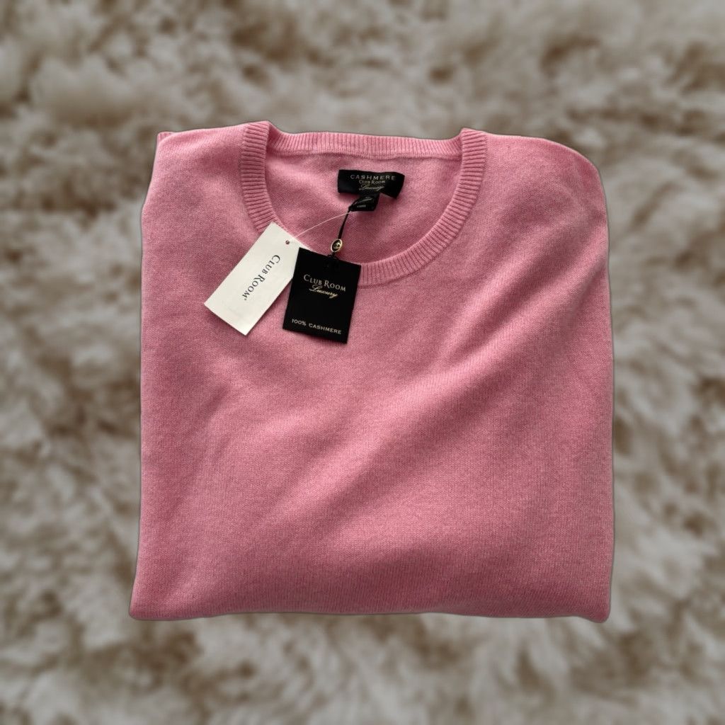 Vintage Club Room Cashmere Sweater Men's Large Pink Crewneck Pullover Fall Winter NWT