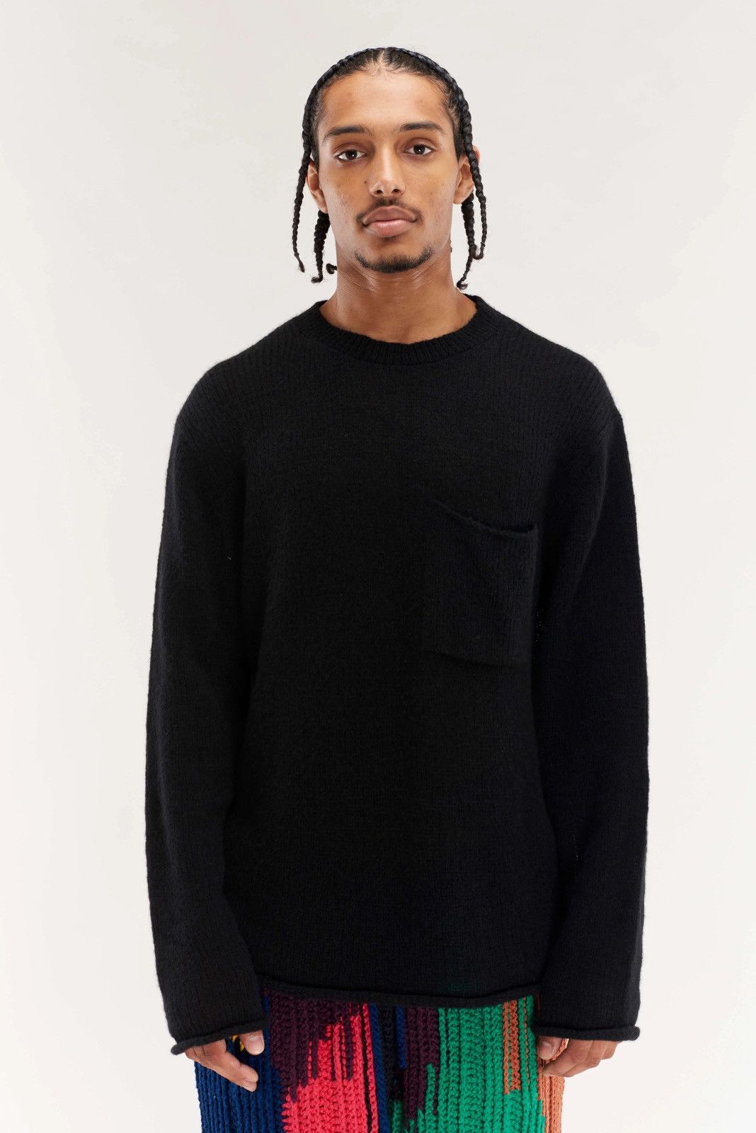 The Elder Statesman Cashmere Black Nimbus Pocket Crew, Men's (Size XL)