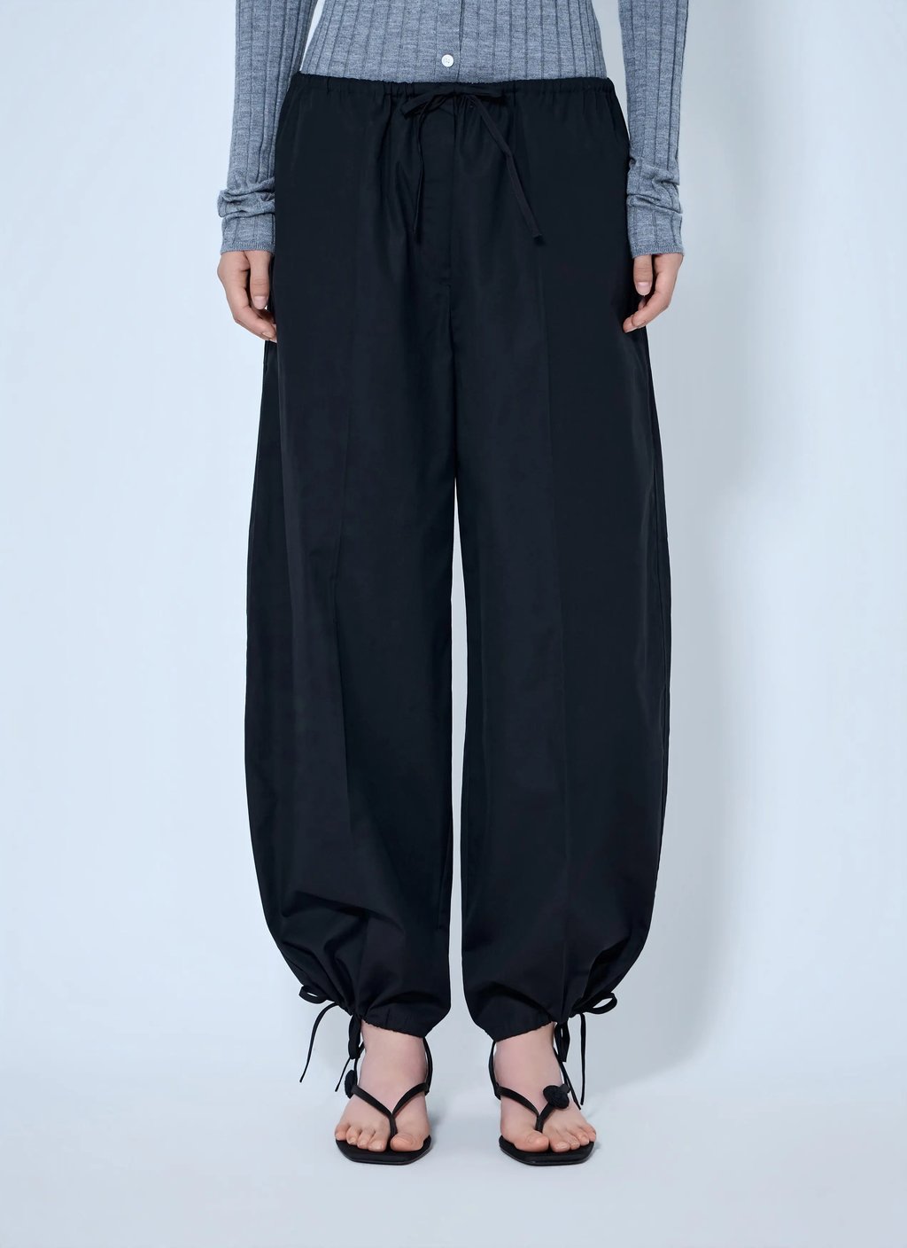 Toteme Drawstring Cotton Trousers (Fr 40) in Black, Women's (Size 28)