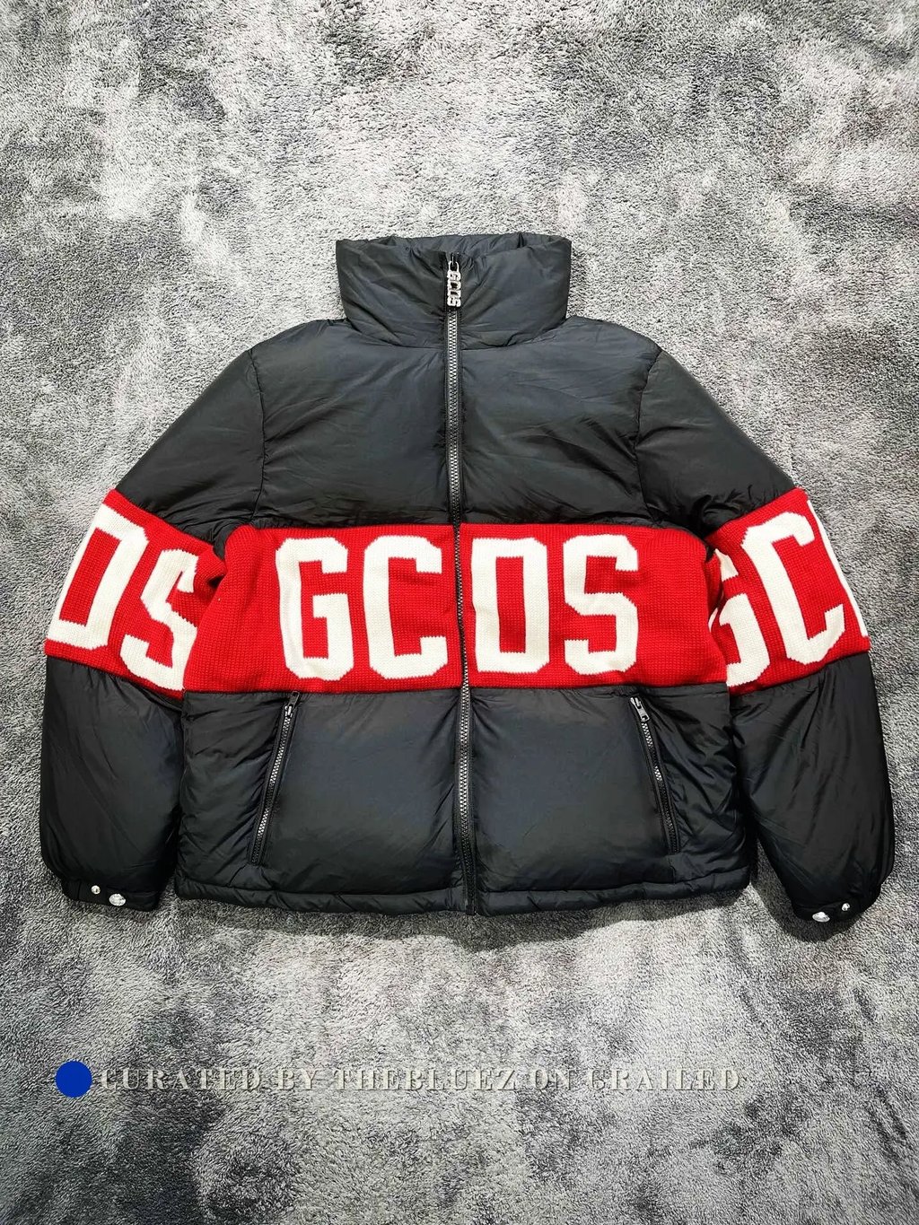 Gcds Black Red Puffer Jacket With Logos, Men's (Size M)
