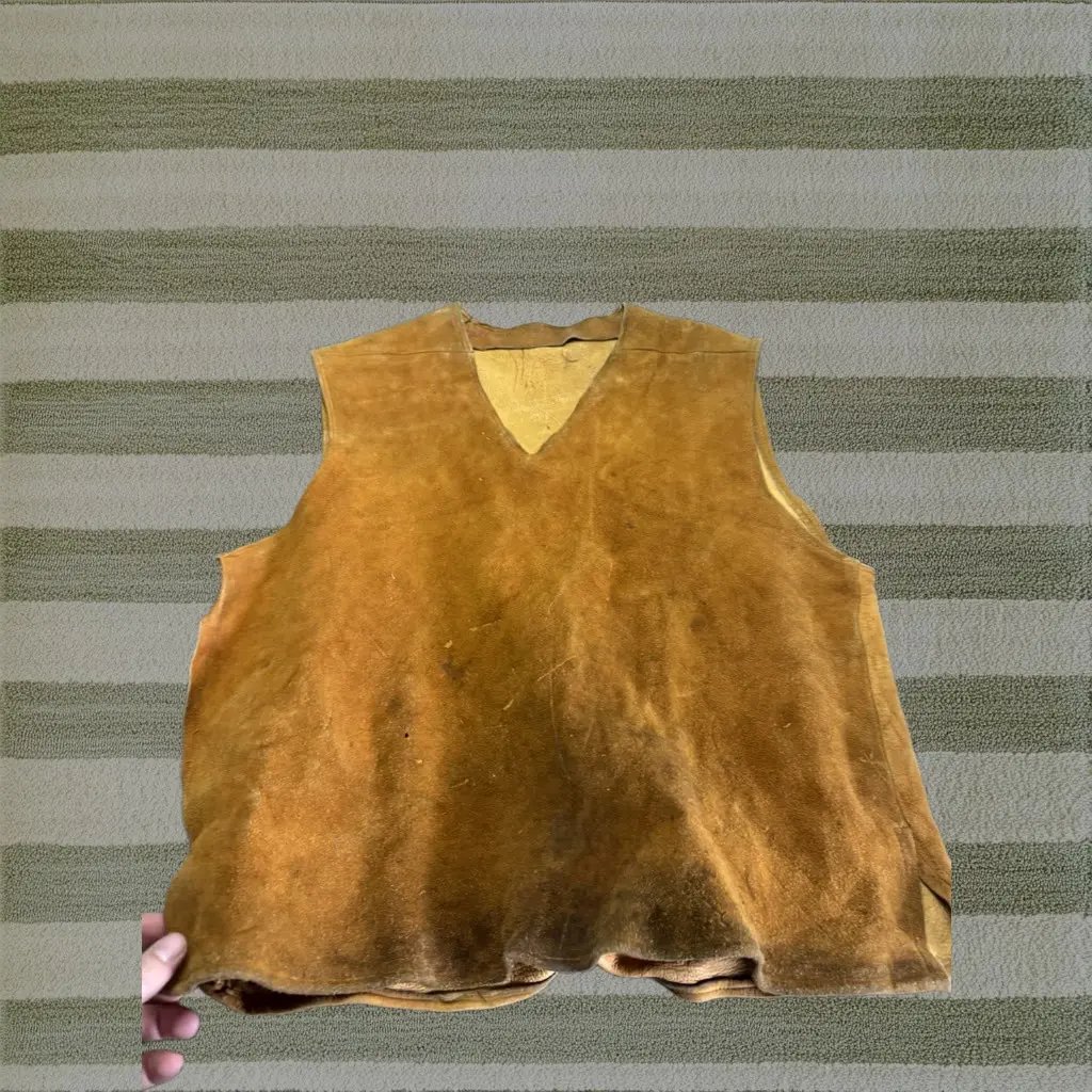 Vintage Dents Vest Mens Medium Brown Suede Leather V-Neck Pullover 50s 60s Navajo, Men's