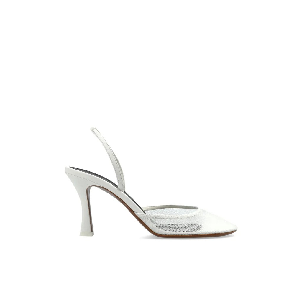 Neous Baten Mesh Fabric Leather White Pumps, Women's (Size 8.5)