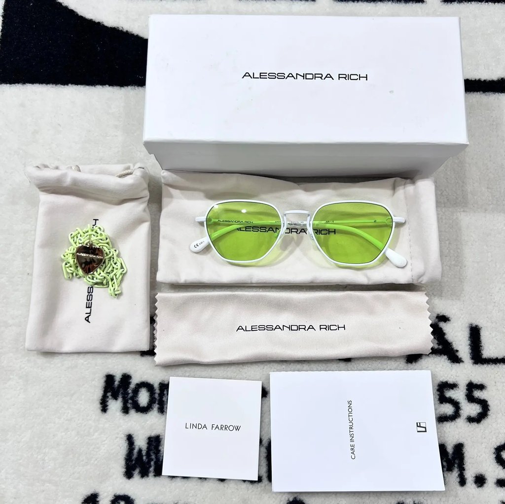 Alessandra Rich Linda Farrow Heart White Chain Sunglasses, Men's