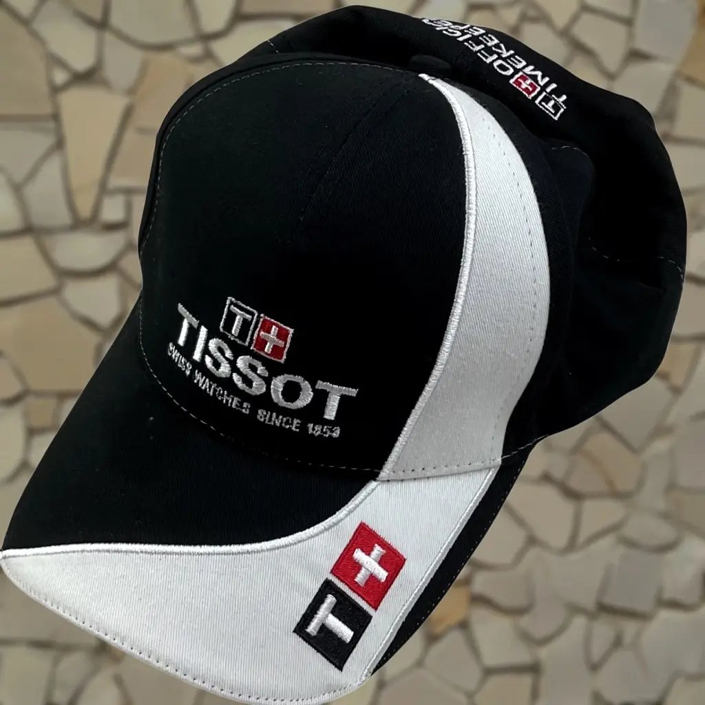 Tissot Hat Baseball Official Timekeeper Swiss Watches Black White Red Adjustable Unisex Adults, Men's