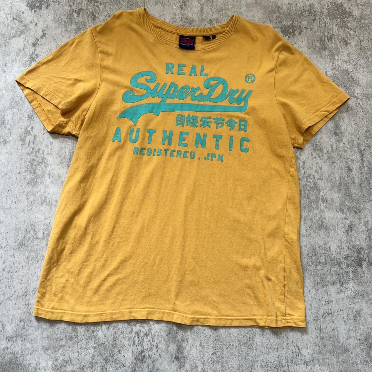 Yellow And Blue Superdry T-Shirt Casual, Men's (Size 2XL)