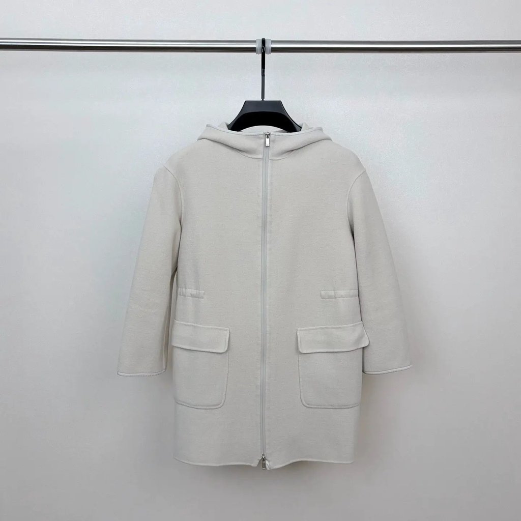 Maxmara Old Money Solid Hooded Jacket Size 36 in White, Women's (Size Xs)