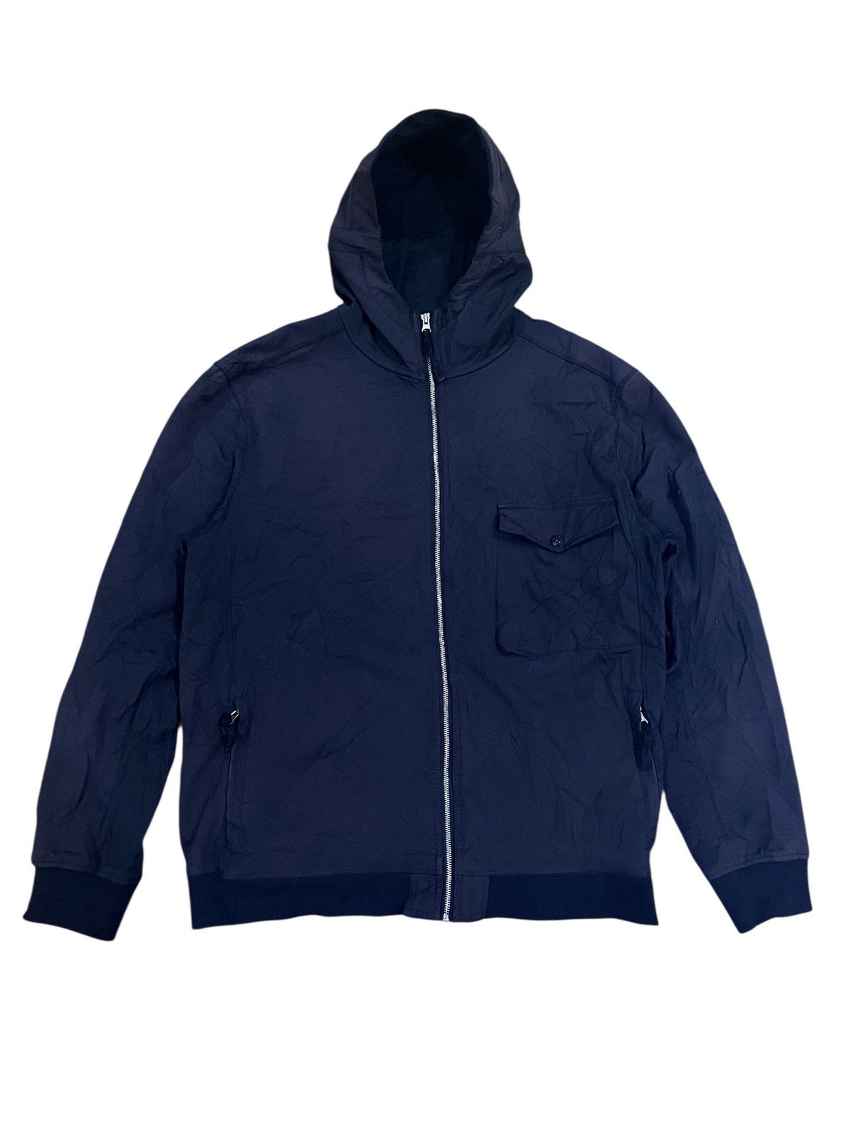 Stone Island Soft Shell-R Jaket Hoodie in Black, Men's (Size 2XL)