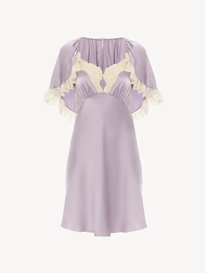 O1la3la0926 Flared Mini Dress In Lace Purple, Women's (Size Xs)