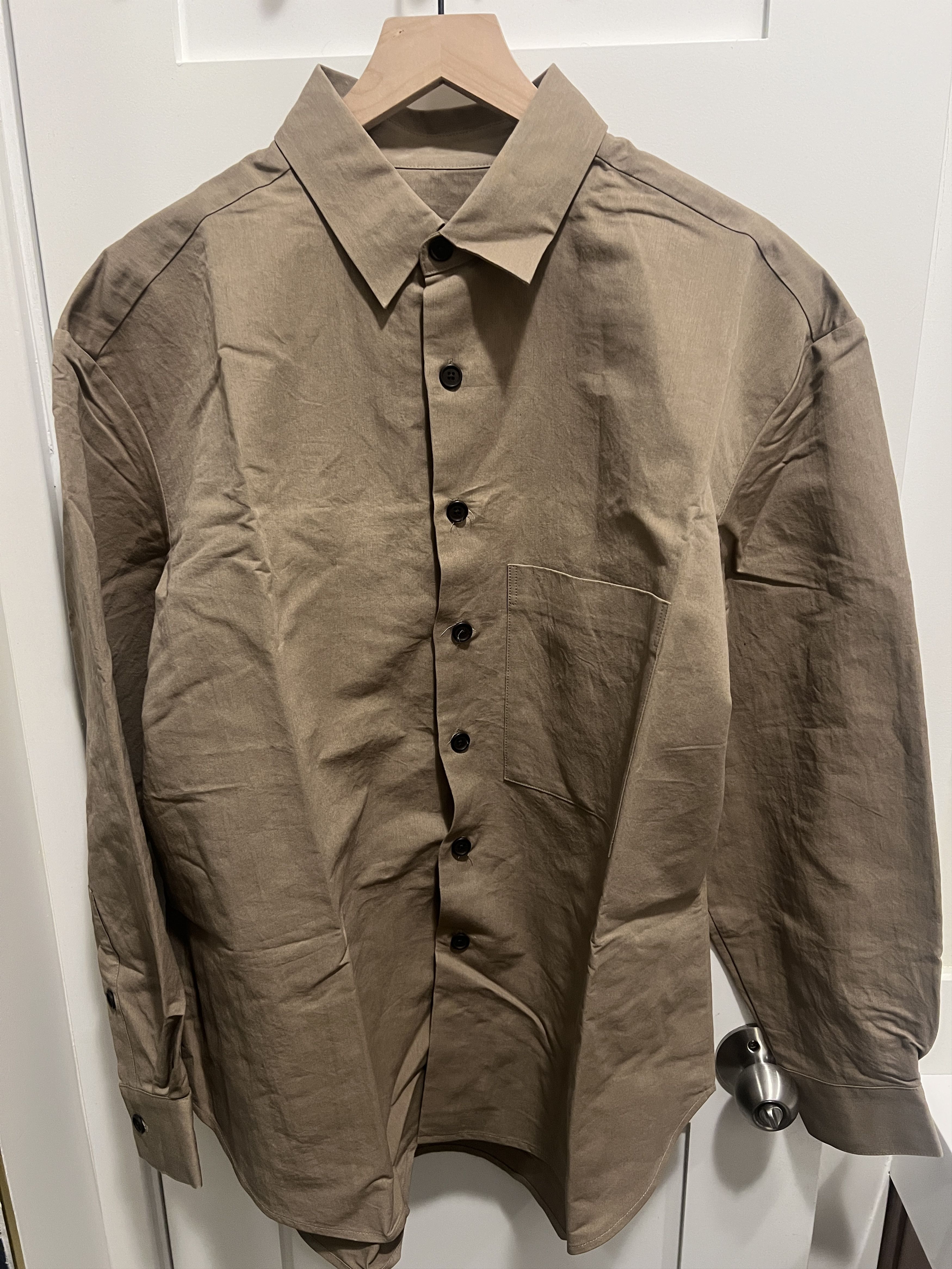 Evan Kinori Big Shirt Two (Cotton/washi) in Beige, Men's (Size Small)