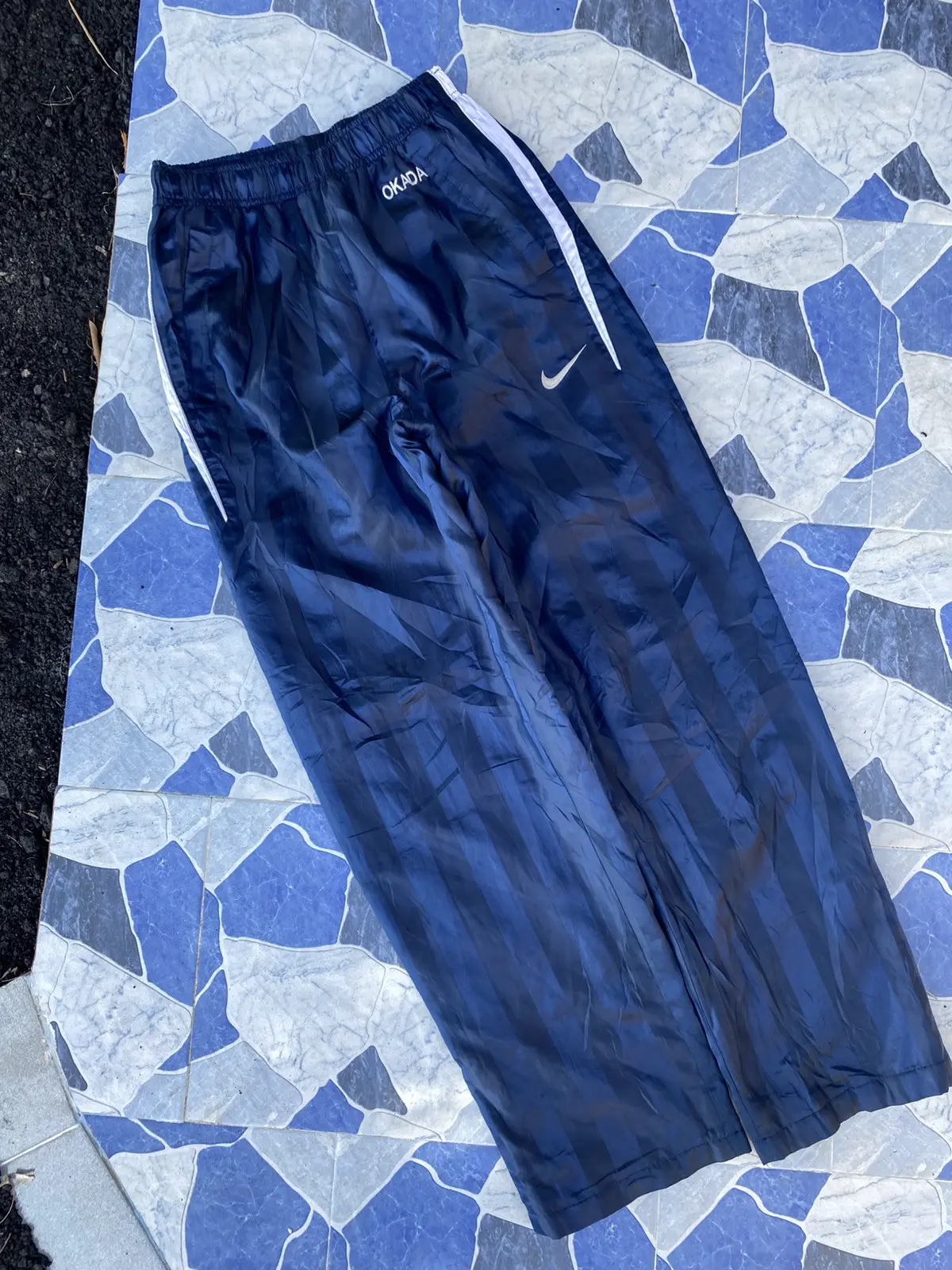 Comme Des Garcons x Nike Vintage Super Baggy Nike 90's Long Track Pants Y2K in Blue, Men's (Size 32)
