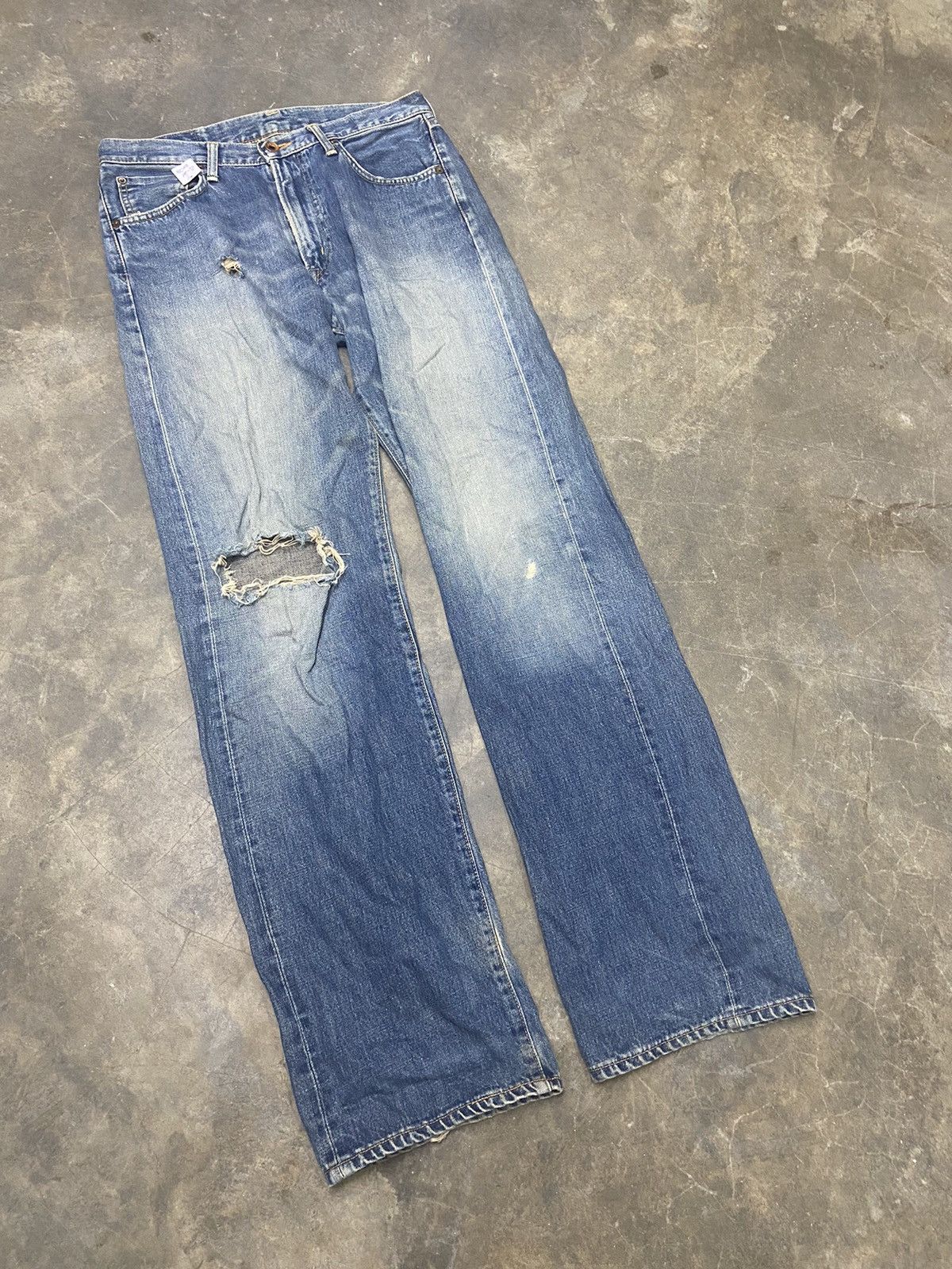 Beauty Beast Flare Vintage Edwin 505X Selvedge Jeans Distressed in Blue, Men's (Size 31)
