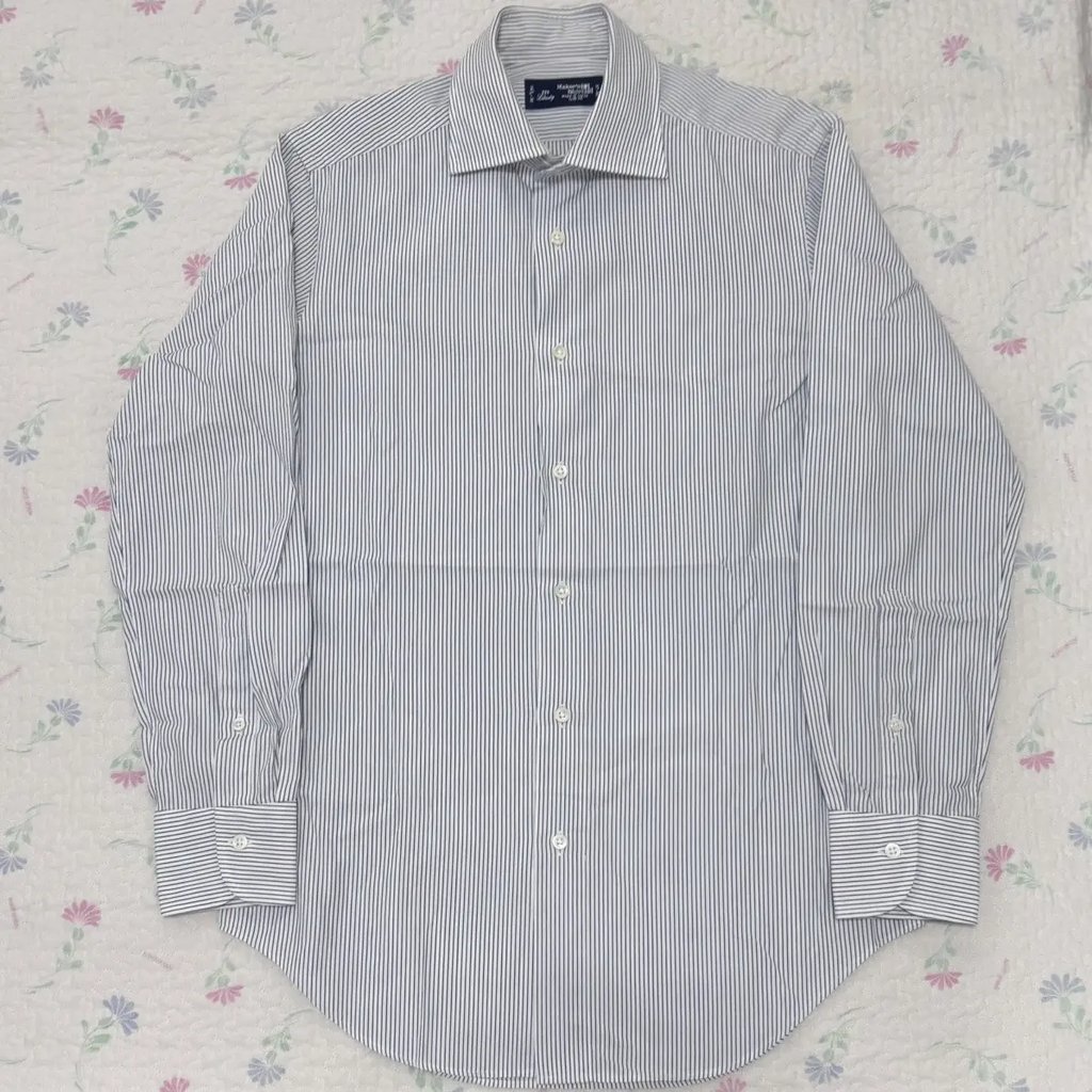 Maker’s Shirt Kamakura Striped Spread Collar Shirt in White, Men's