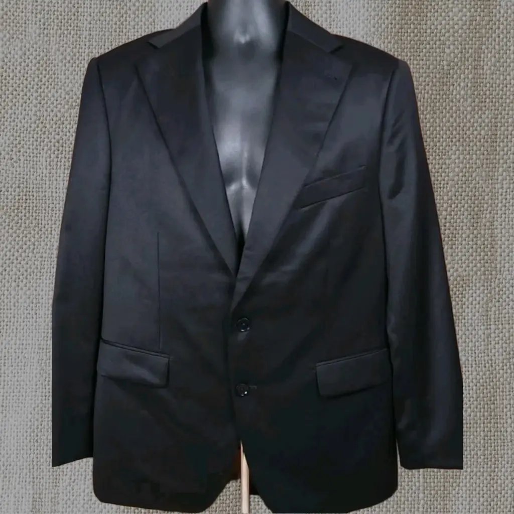 Indochino Mens 38r Blazer Jacket Sport Coat Solid Black Wool Cashmere, Men's