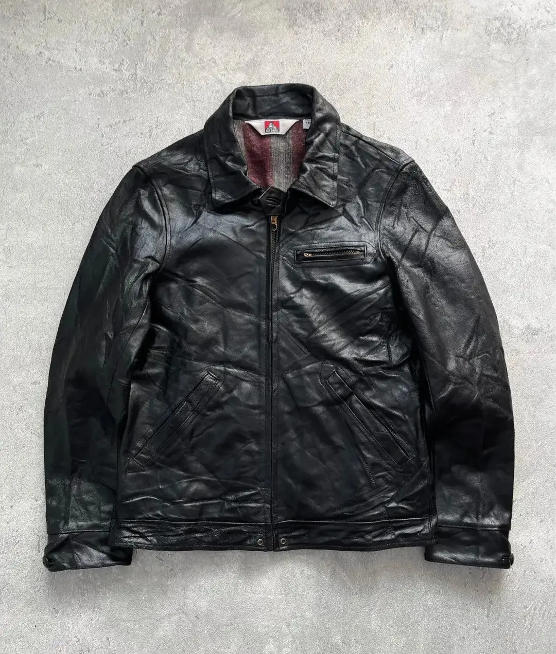 Vintage Ben Davis Black Leather Rider Jacket, Men's (Size Small)