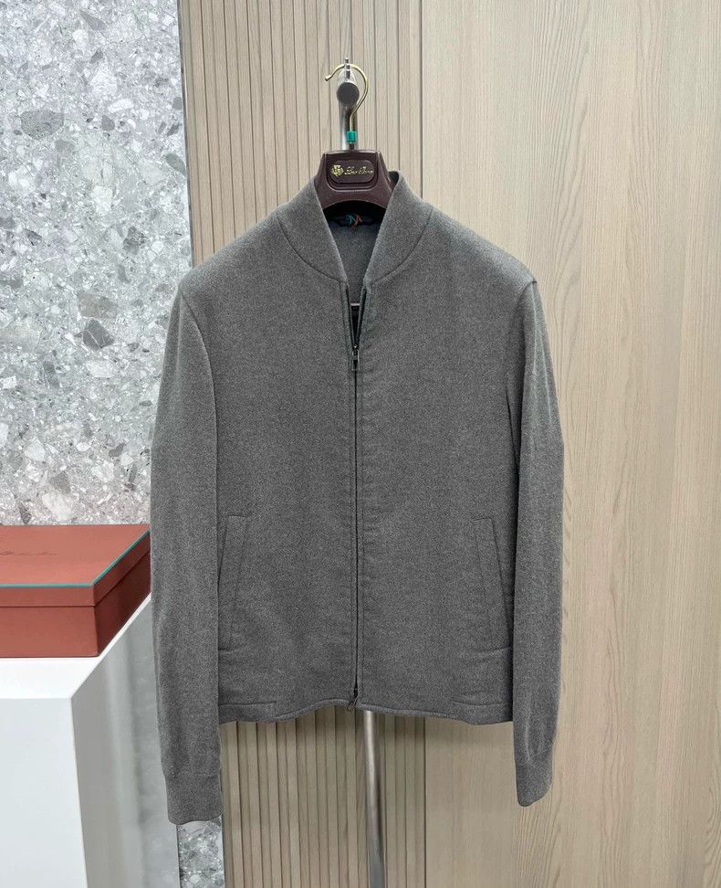 Loro Piana Baseball Jacket in Grey, Men's (Size Large)
