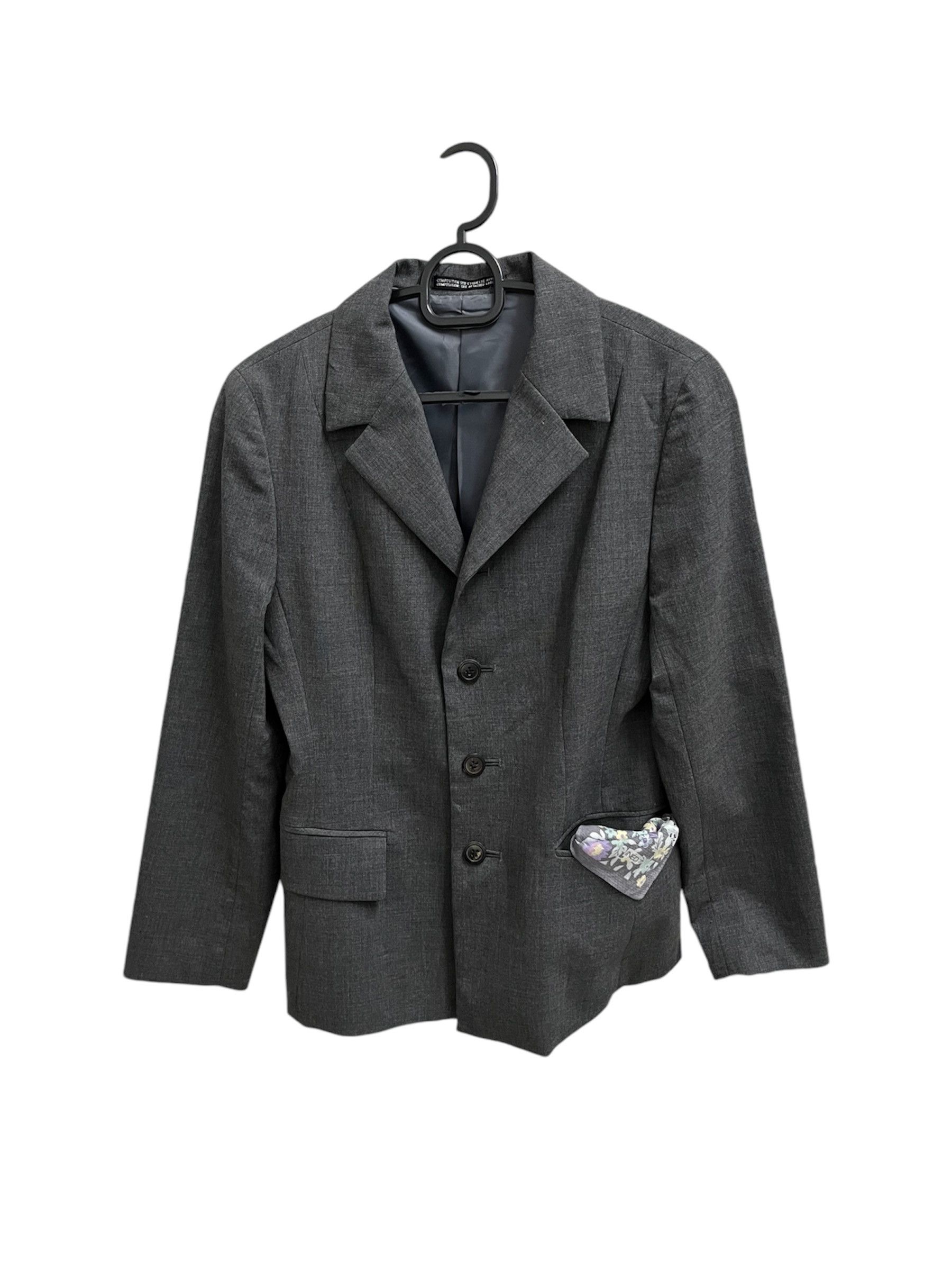 Yohji Yamamoto Ined Wool Jacket in Grey, Men's (Size XS)