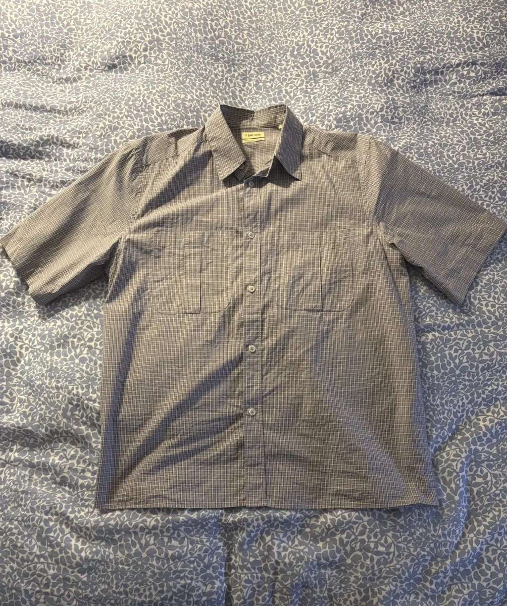 Small Check Shirt in Beige, Men's