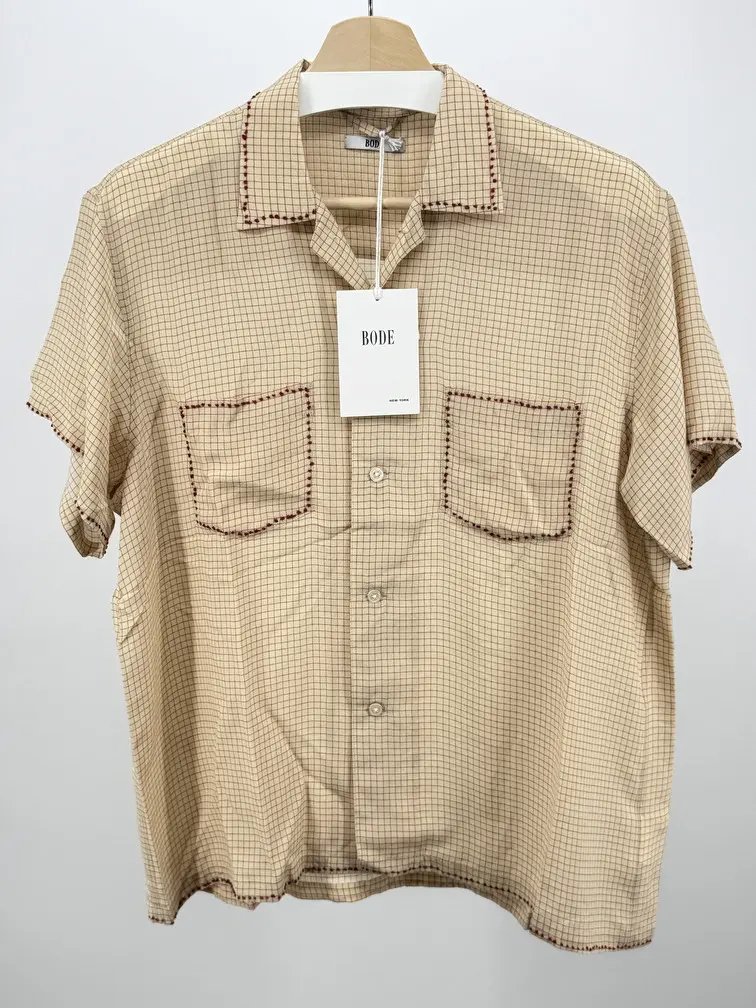 Silk Windowpane in Beige, Men's