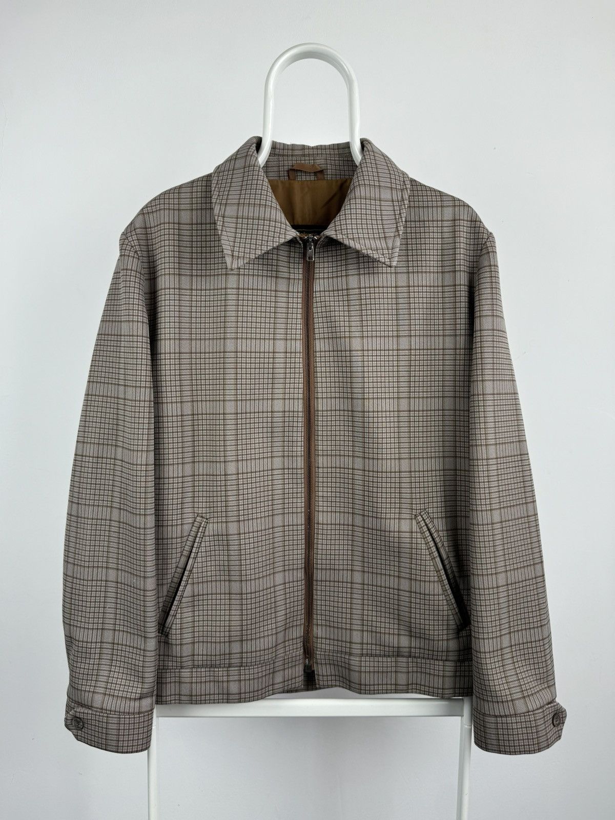 Vintage Crimplene For Man Leisure Wear Zip Jacket in Beige, Men's (Size Large)