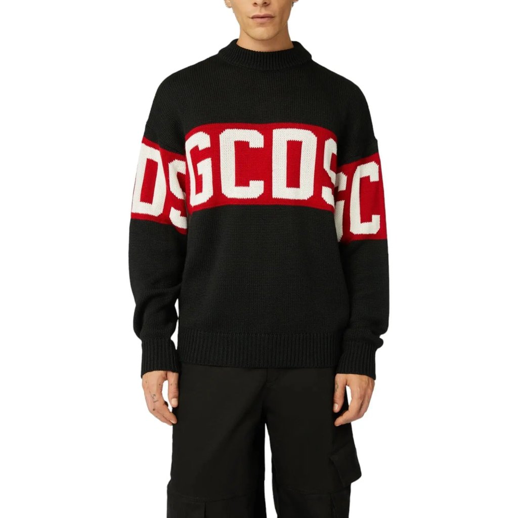 Wool Logo Band Sweater Black Red Medium -, Men's
