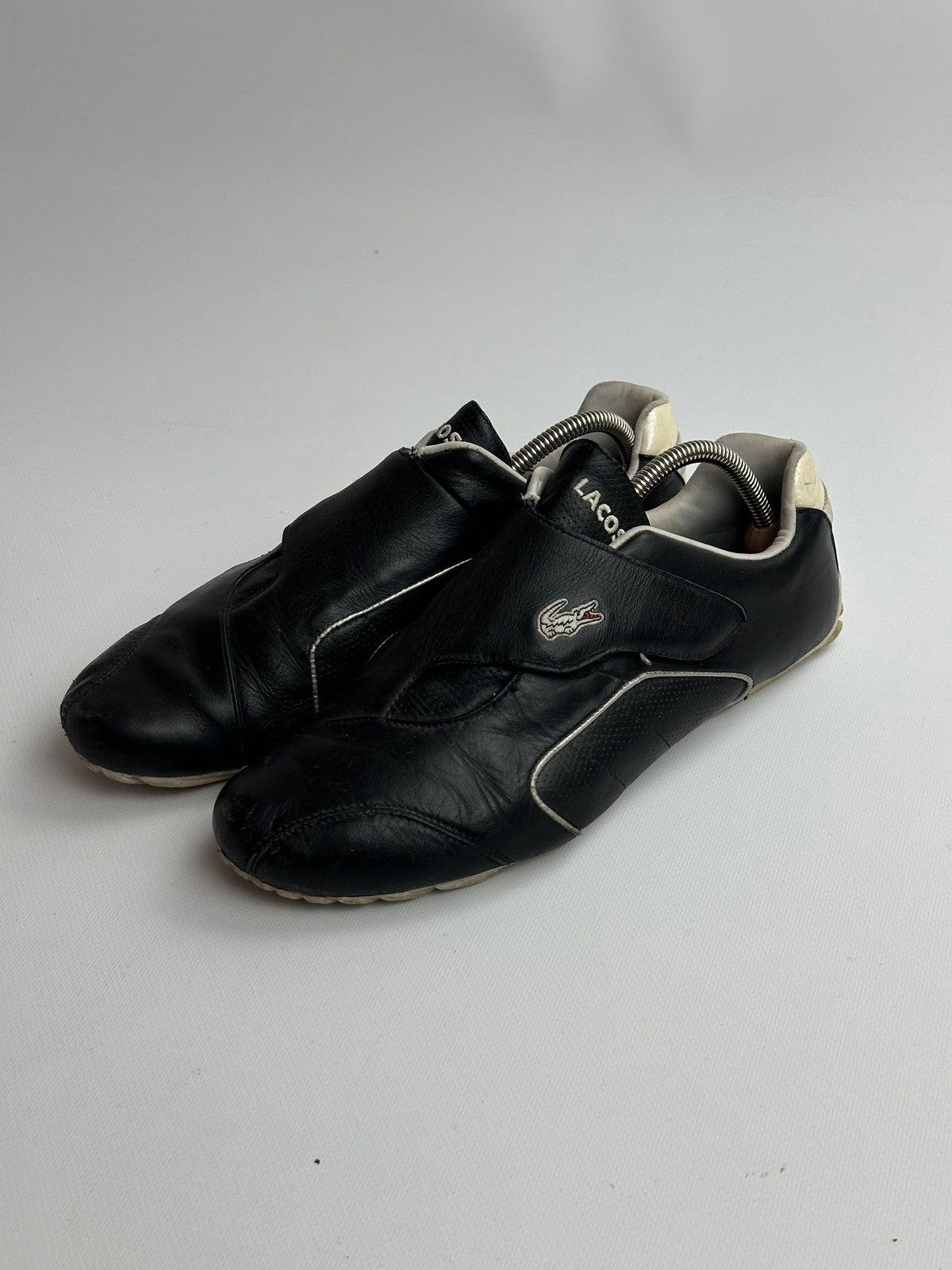 Vintage Lacoste Black Leather Racing Sneakers, Men's (Size 10.5)