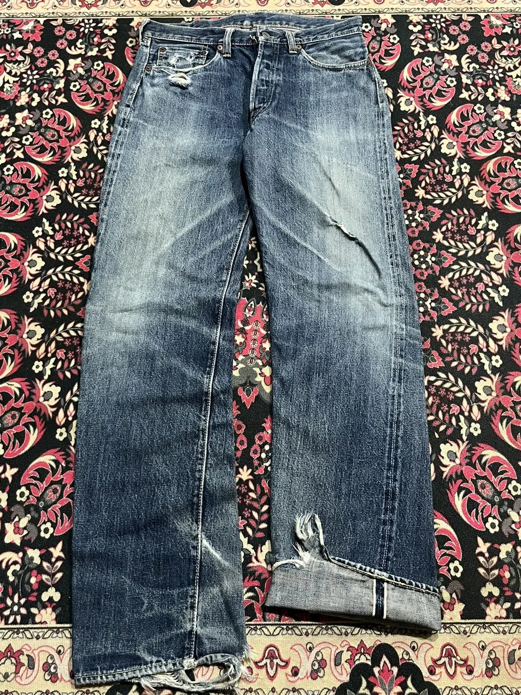 Vintage Joe Mccoy Blue Faded Washed Distress Selvedge Jean, Men's (Size 29)