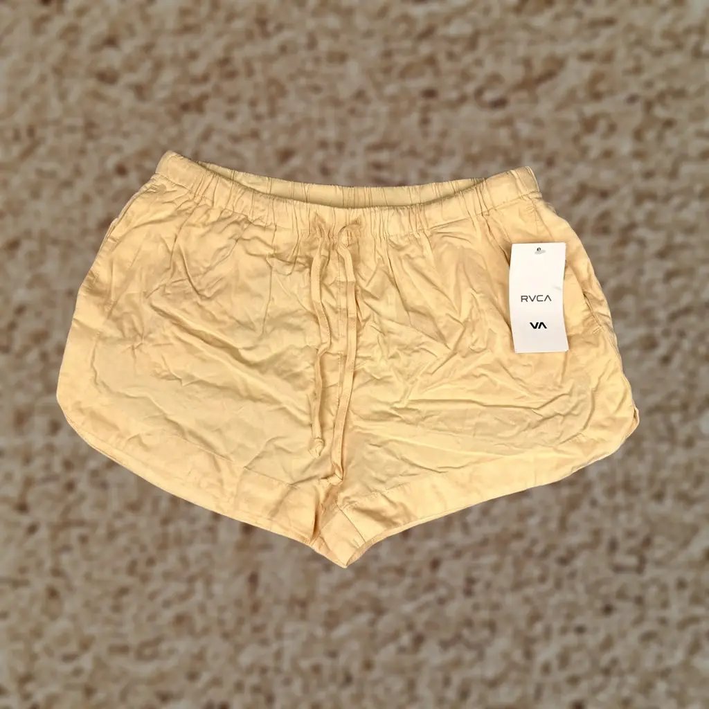 Rvca Hot Pants Womens 10 Orange Elastic Drawstring Beach Shorts New Yume Woven, Women's (Size 32)