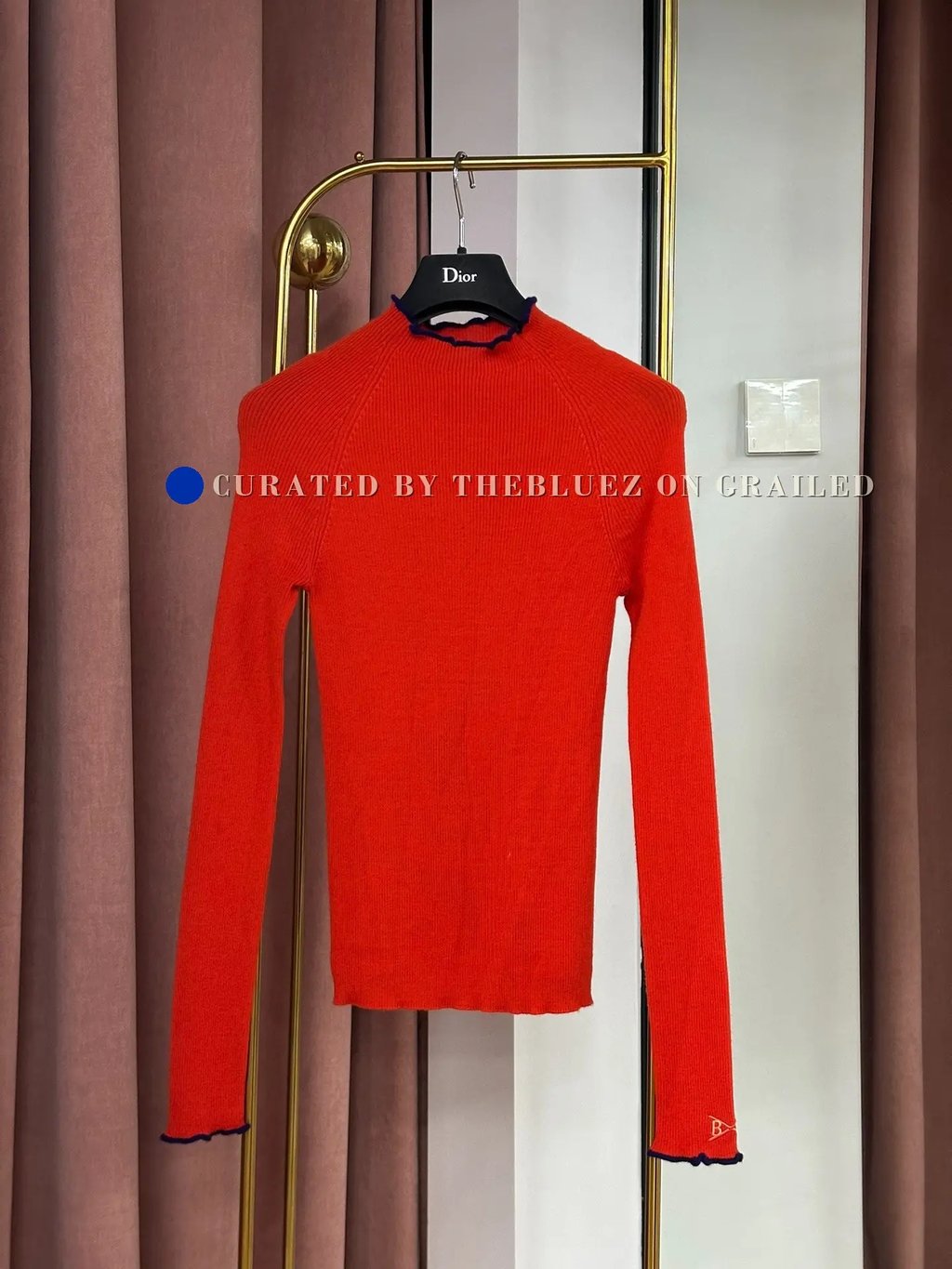 Barrie Red Ribbed Cashmere Sweater, Women's