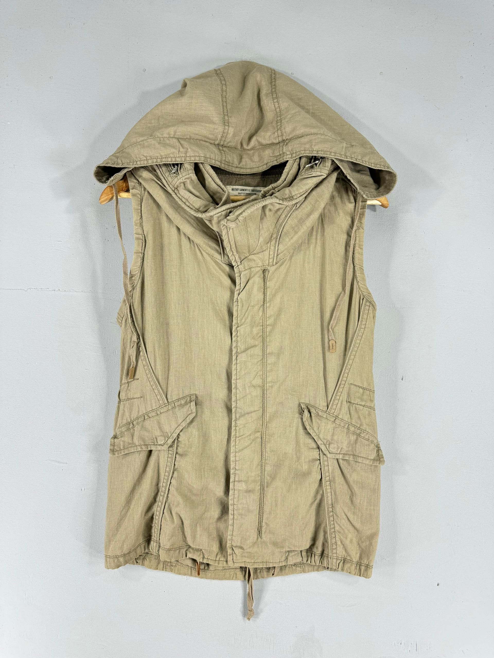If Six Was Nine Vintage Goa Military Bono Sleeveless Hooded Jacket Lgb, Men's (Size Medium)